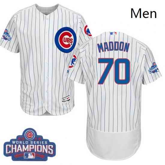 Mens Majestic Chicago Cubs 70 Joe Maddon White 2016 World Series Champions Flexbase Authentic Collection MLB Jersey